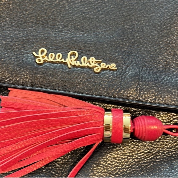 Lilly Pulitzer leather vintage looking pocketbook with Lucite handle EUC - Picture 7 of 7